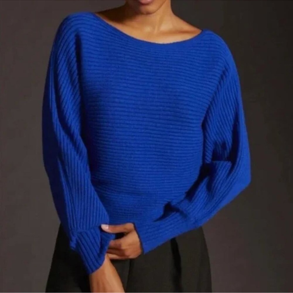 Anthropologie Royal Blue Ribbed Sweater